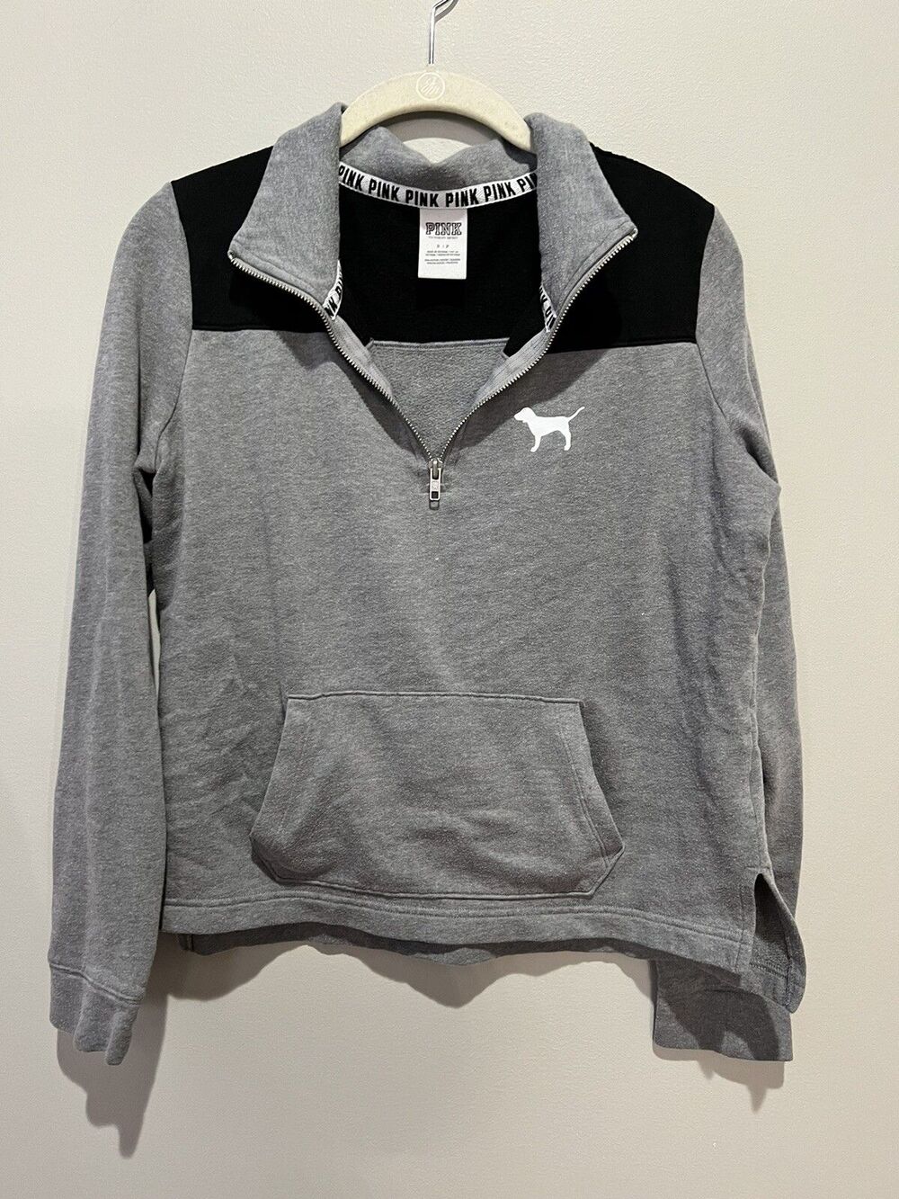 Women's Victorias Secret Pink Grey 1/3 Zip Sweatshirt Size Small